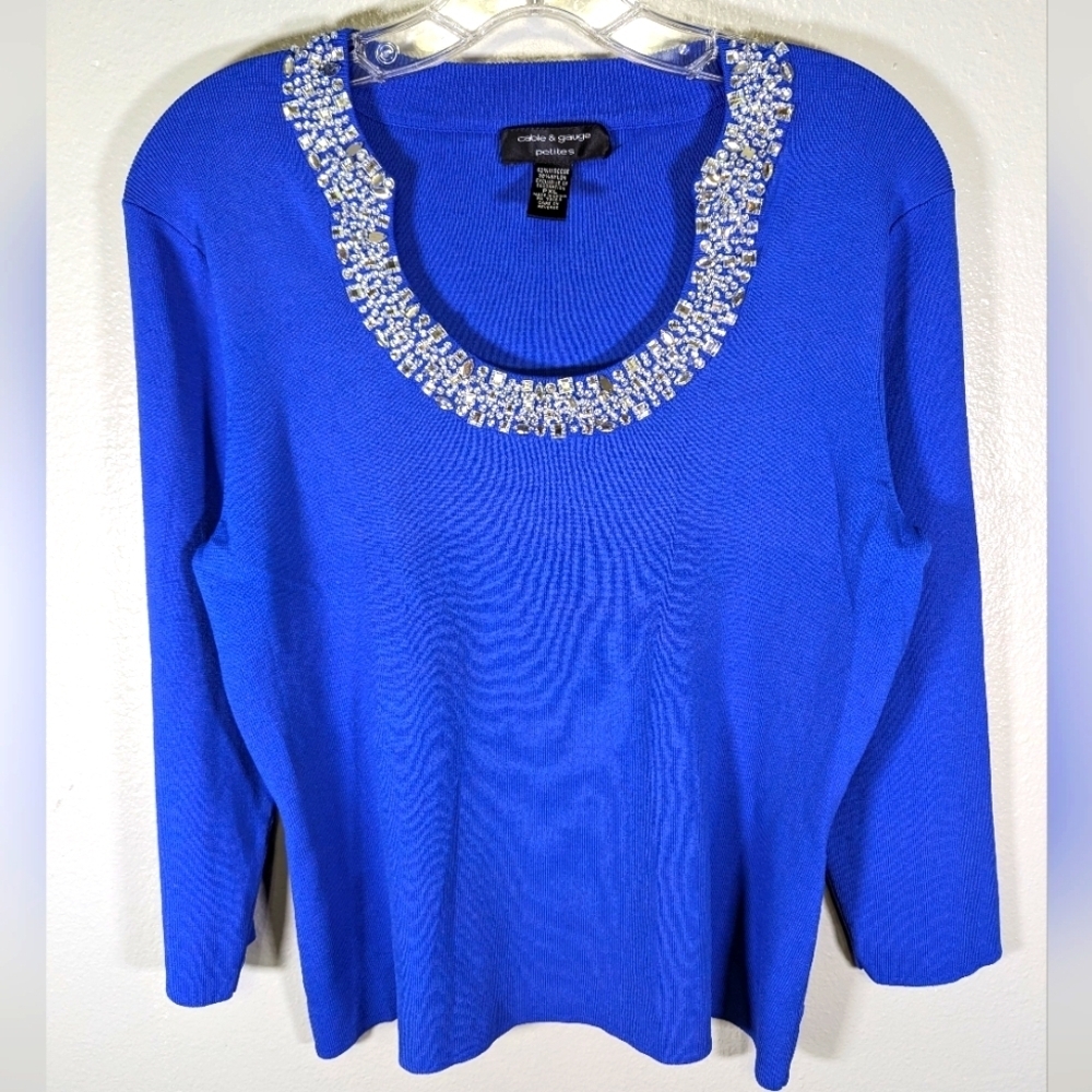 Cable & Gauge blue with beautiful crystal neck embellishments petite XL